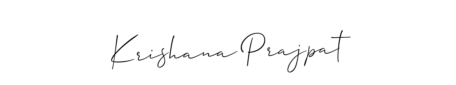 It looks lik you need a new signature style for name Krishana Prajpat. Design unique handwritten (Allison_Script) signature with our free signature maker in just a few clicks. Krishana Prajpat signature style 2 images and pictures png