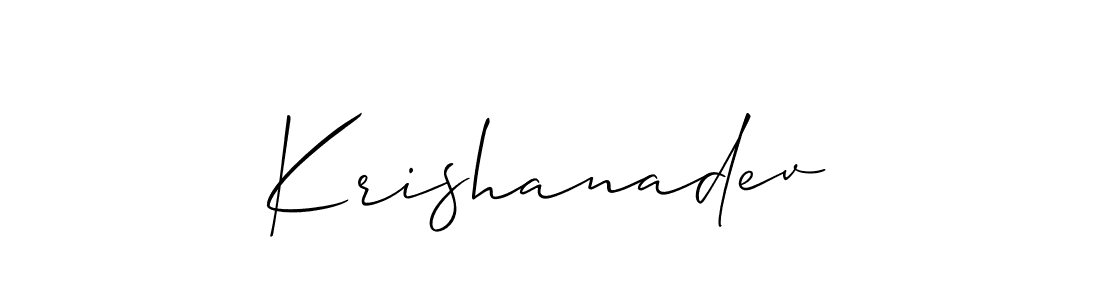 Make a beautiful signature design for name Krishanadev. With this signature (Allison_Script) style, you can create a handwritten signature for free. Krishanadev signature style 2 images and pictures png