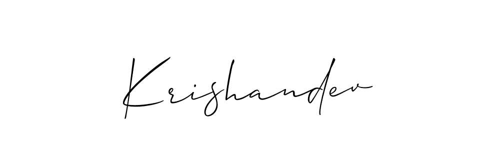 The best way (Allison_Script) to make a short signature is to pick only two or three words in your name. The name Krishandev include a total of six letters. For converting this name. Krishandev signature style 2 images and pictures png