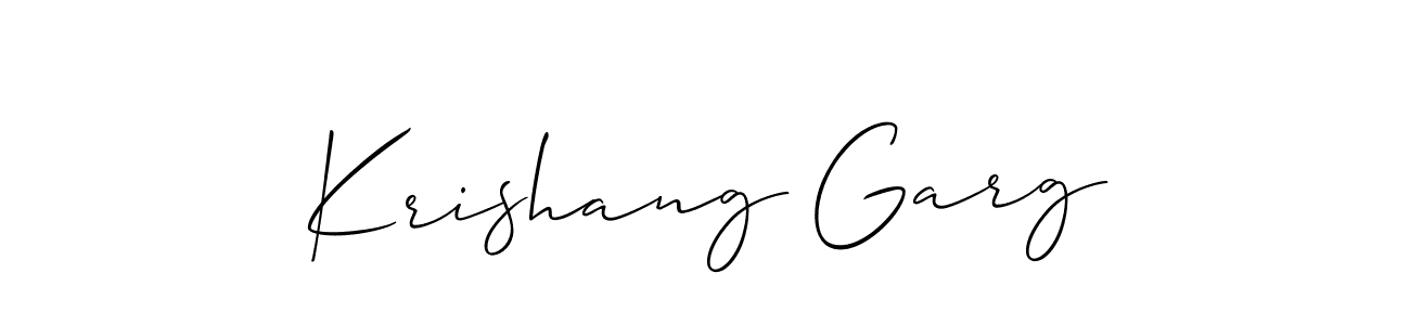 Similarly Allison_Script is the best handwritten signature design. Signature creator online .You can use it as an online autograph creator for name Krishang Garg. Krishang Garg signature style 2 images and pictures png