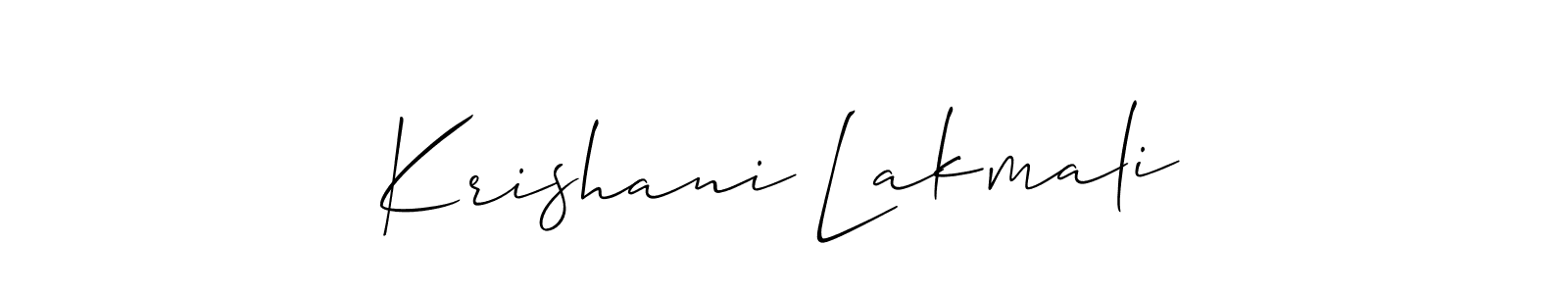 if you are searching for the best signature style for your name Krishani Lakmali. so please give up your signature search. here we have designed multiple signature styles  using Allison_Script. Krishani Lakmali signature style 2 images and pictures png