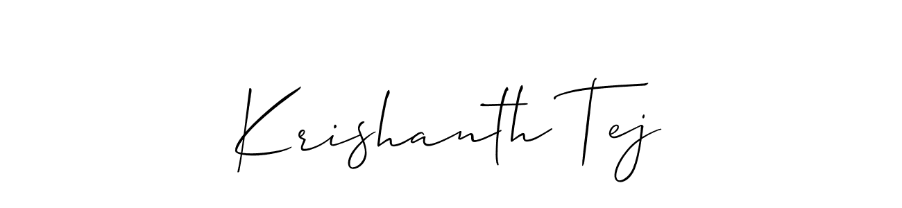 if you are searching for the best signature style for your name Krishanth Tej. so please give up your signature search. here we have designed multiple signature styles  using Allison_Script. Krishanth Tej signature style 2 images and pictures png