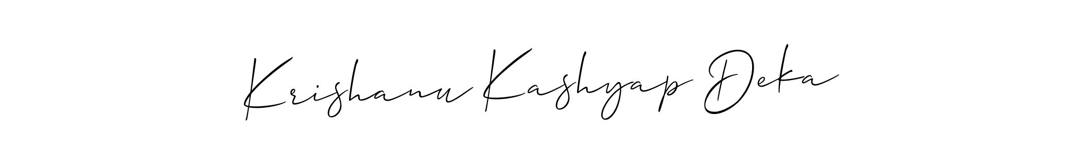 How to Draw Krishanu Kashyap Deka signature style? Allison_Script is a latest design signature styles for name Krishanu Kashyap Deka. Krishanu Kashyap Deka signature style 2 images and pictures png