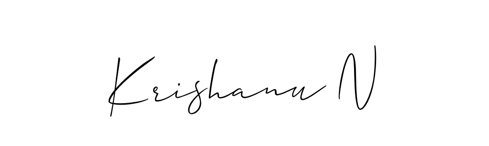 The best way (Allison_Script) to make a short signature is to pick only two or three words in your name. The name Krishanu N include a total of six letters. For converting this name. Krishanu N signature style 2 images and pictures png