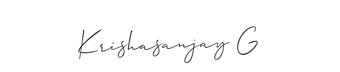 How to make Krishasanjay G name signature. Use Allison_Script style for creating short signs online. This is the latest handwritten sign. Krishasanjay G signature style 2 images and pictures png