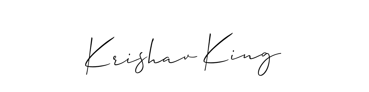 if you are searching for the best signature style for your name Krishav King. so please give up your signature search. here we have designed multiple signature styles  using Allison_Script. Krishav King signature style 2 images and pictures png