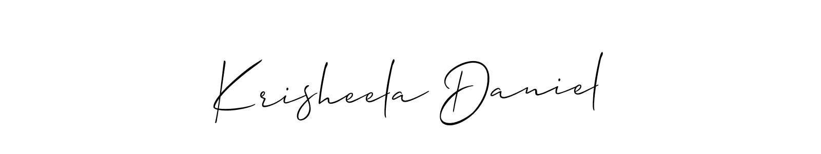 Use a signature maker to create a handwritten signature online. With this signature software, you can design (Allison_Script) your own signature for name Krisheela Daniel. Krisheela Daniel signature style 2 images and pictures png