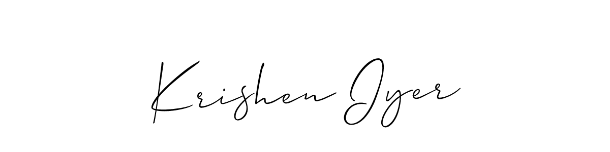 if you are searching for the best signature style for your name Krishen Iyer. so please give up your signature search. here we have designed multiple signature styles  using Allison_Script. Krishen Iyer signature style 2 images and pictures png