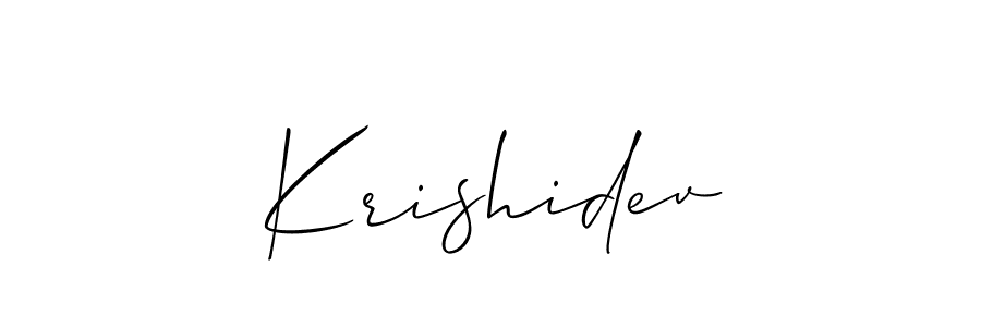 The best way (Allison_Script) to make a short signature is to pick only two or three words in your name. The name Krishidev include a total of six letters. For converting this name. Krishidev signature style 2 images and pictures png