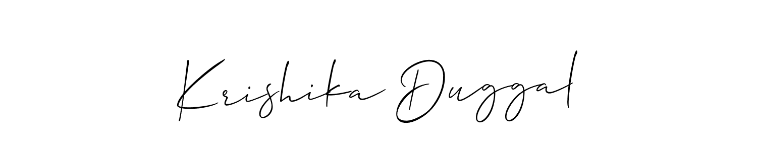 Create a beautiful signature design for name Krishika Duggal. With this signature (Allison_Script) fonts, you can make a handwritten signature for free. Krishika Duggal signature style 2 images and pictures png