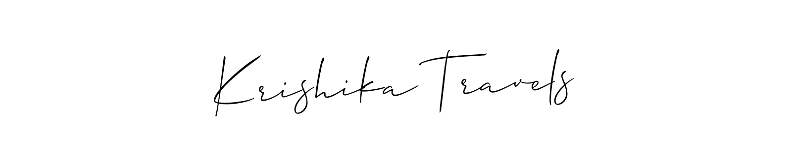 if you are searching for the best signature style for your name Krishika Travels. so please give up your signature search. here we have designed multiple signature styles  using Allison_Script. Krishika Travels signature style 2 images and pictures png