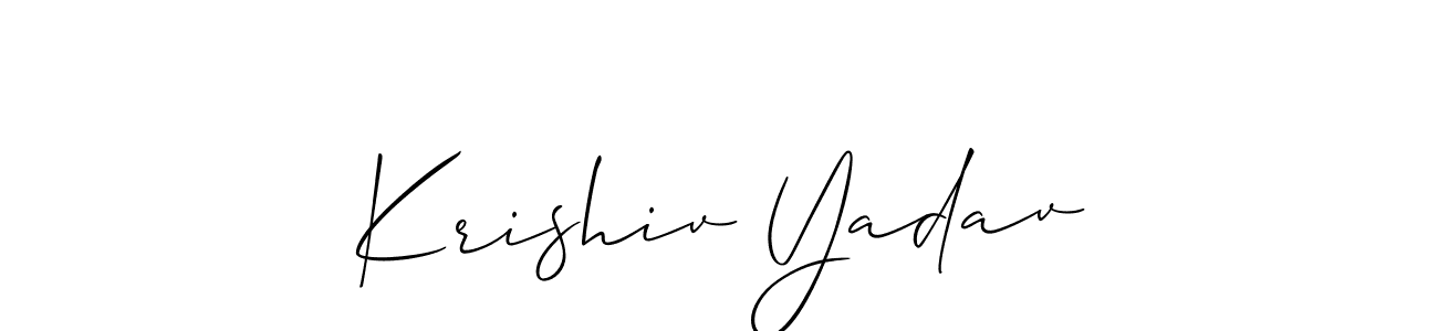 The best way (Allison_Script) to make a short signature is to pick only two or three words in your name. The name Krishiv Yadav include a total of six letters. For converting this name. Krishiv Yadav signature style 2 images and pictures png