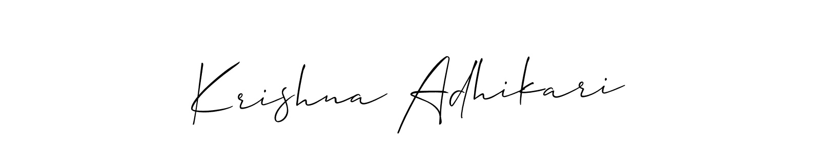 Also You can easily find your signature by using the search form. We will create Krishna Adhikari name handwritten signature images for you free of cost using Allison_Script sign style. Krishna Adhikari signature style 2 images and pictures png