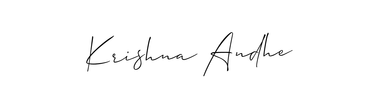 You should practise on your own different ways (Allison_Script) to write your name (Krishna Andhe) in signature. don't let someone else do it for you. Krishna Andhe signature style 2 images and pictures png