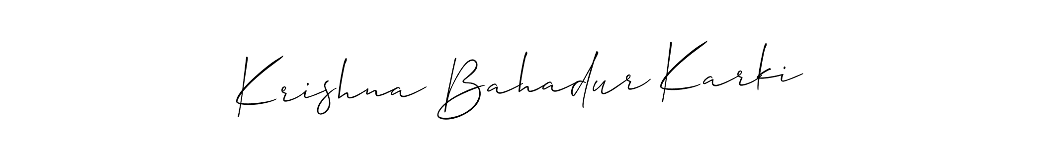 Also You can easily find your signature by using the search form. We will create Krishna Bahadur Karki name handwritten signature images for you free of cost using Allison_Script sign style. Krishna Bahadur Karki signature style 2 images and pictures png