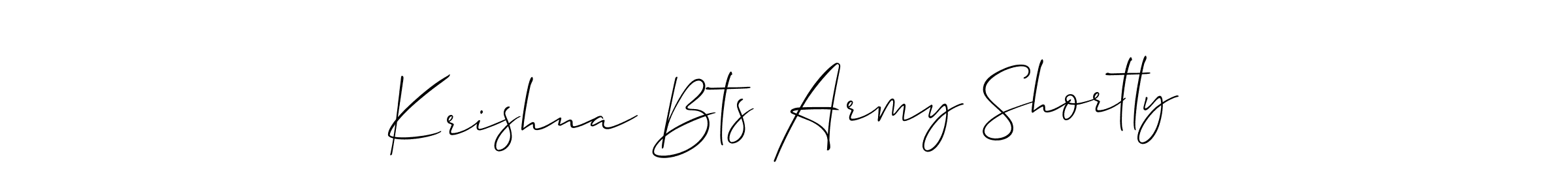 The best way (Allison_Script) to make a short signature is to pick only two or three words in your name. The name Krishna Bts Army Shortly include a total of six letters. For converting this name. Krishna Bts Army Shortly signature style 2 images and pictures png