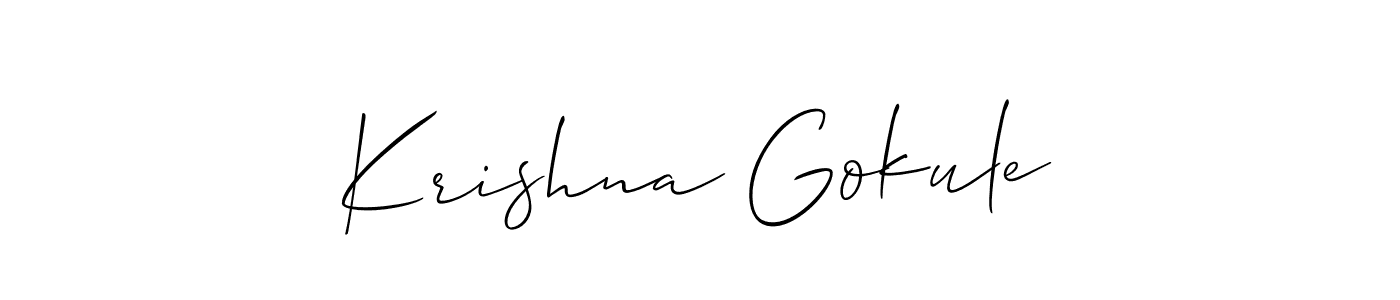 if you are searching for the best signature style for your name Krishna Gokule. so please give up your signature search. here we have designed multiple signature styles  using Allison_Script. Krishna Gokule signature style 2 images and pictures png