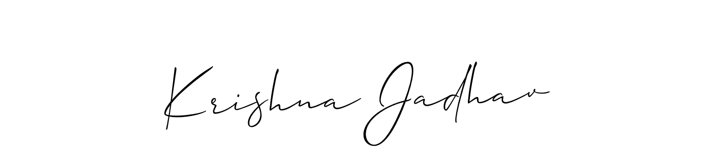 Allison_Script is a professional signature style that is perfect for those who want to add a touch of class to their signature. It is also a great choice for those who want to make their signature more unique. Get Krishna Jadhav name to fancy signature for free. Krishna Jadhav signature style 2 images and pictures png