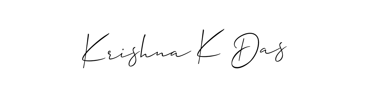 The best way (Allison_Script) to make a short signature is to pick only two or three words in your name. The name Krishna K Das include a total of six letters. For converting this name. Krishna K Das signature style 2 images and pictures png