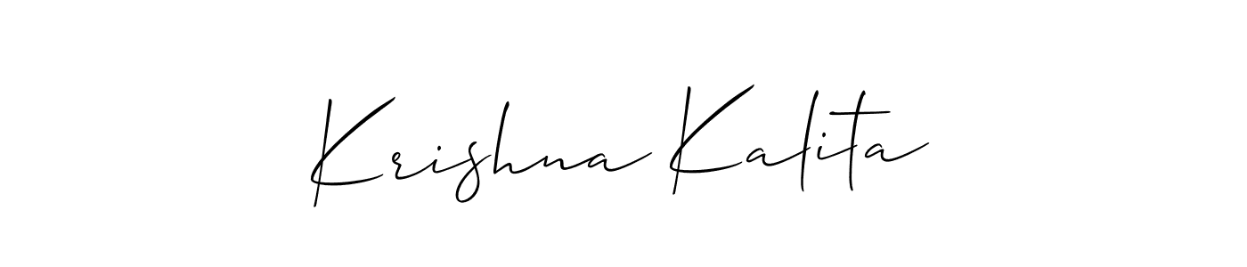 Allison_Script is a professional signature style that is perfect for those who want to add a touch of class to their signature. It is also a great choice for those who want to make their signature more unique. Get Krishna Kalita name to fancy signature for free. Krishna Kalita signature style 2 images and pictures png