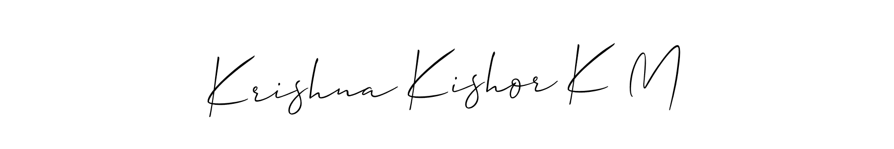 Allison_Script is a professional signature style that is perfect for those who want to add a touch of class to their signature. It is also a great choice for those who want to make their signature more unique. Get Krishna Kishor K M name to fancy signature for free. Krishna Kishor K M signature style 2 images and pictures png