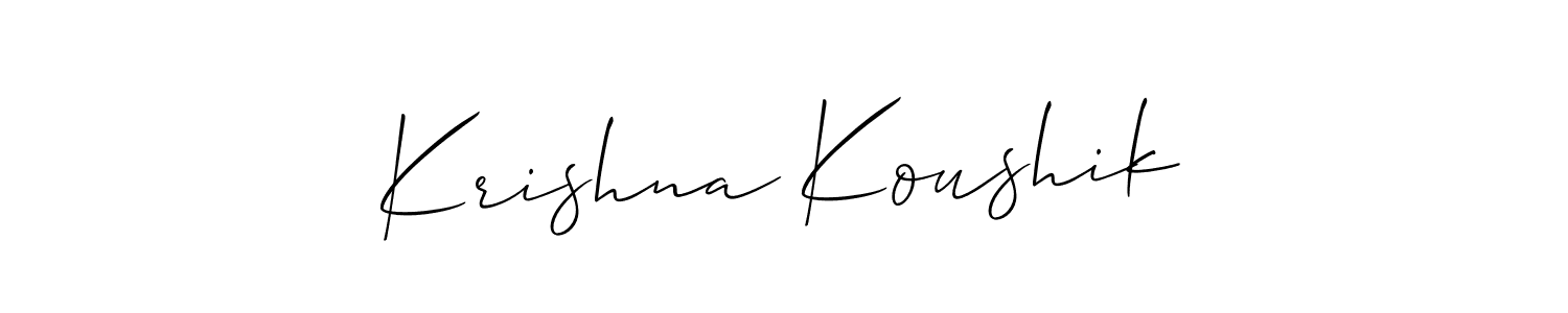 How to make Krishna Koushik name signature. Use Allison_Script style for creating short signs online. This is the latest handwritten sign. Krishna Koushik signature style 2 images and pictures png