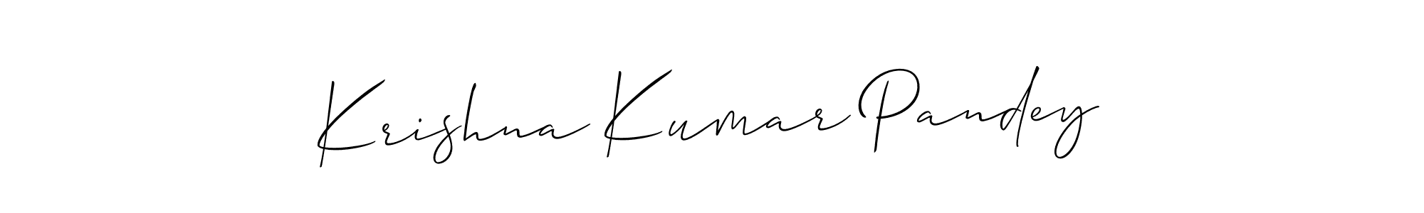 The best way (Allison_Script) to make a short signature is to pick only two or three words in your name. The name Krishna Kumar Pandey include a total of six letters. For converting this name. Krishna Kumar Pandey signature style 2 images and pictures png