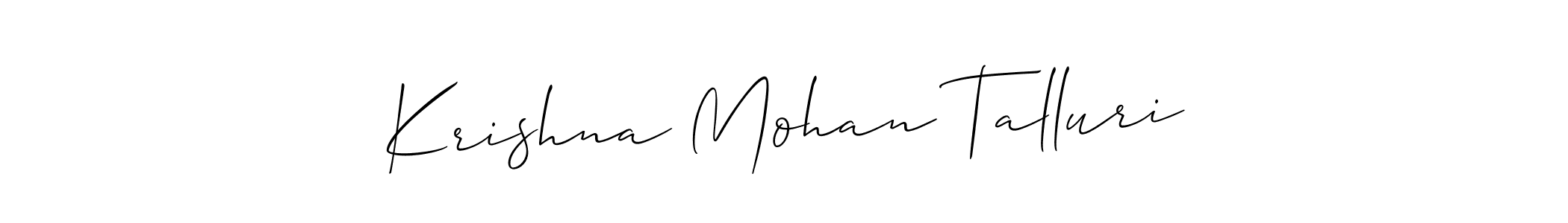 Make a beautiful signature design for name Krishna Mohan Talluri. With this signature (Allison_Script) style, you can create a handwritten signature for free. Krishna Mohan Talluri signature style 2 images and pictures png