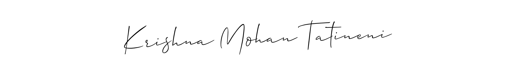 Similarly Allison_Script is the best handwritten signature design. Signature creator online .You can use it as an online autograph creator for name Krishna Mohan Tatineni. Krishna Mohan Tatineni signature style 2 images and pictures png