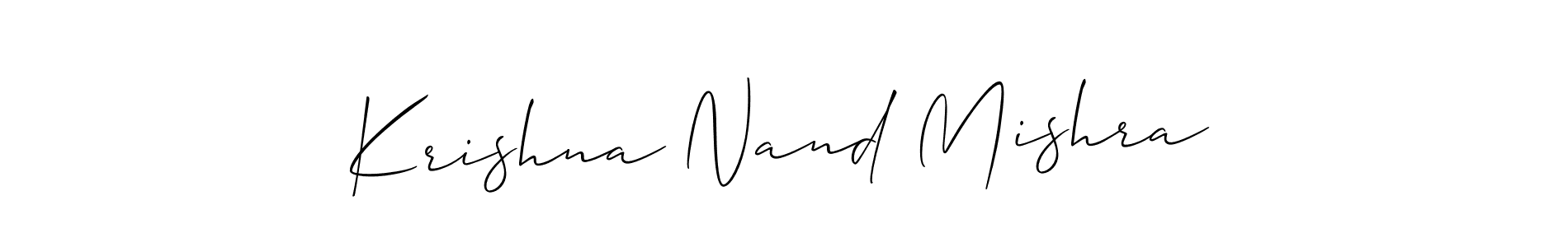 How to make Krishna Nand Mishra name signature. Use Allison_Script style for creating short signs online. This is the latest handwritten sign. Krishna Nand Mishra signature style 2 images and pictures png