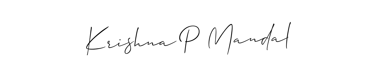 How to make Krishna P Mandal name signature. Use Allison_Script style for creating short signs online. This is the latest handwritten sign. Krishna P Mandal signature style 2 images and pictures png