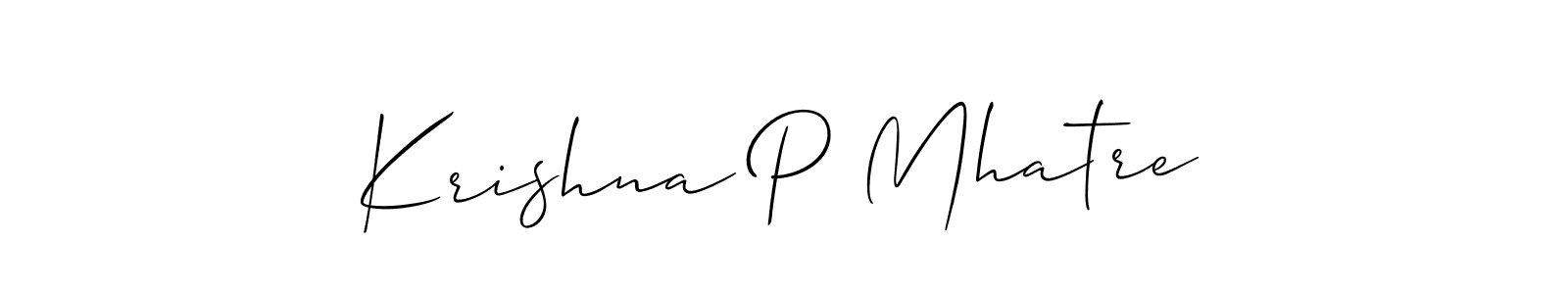 Also You can easily find your signature by using the search form. We will create Krishna P Mhatre name handwritten signature images for you free of cost using Allison_Script sign style. Krishna P Mhatre signature style 2 images and pictures png