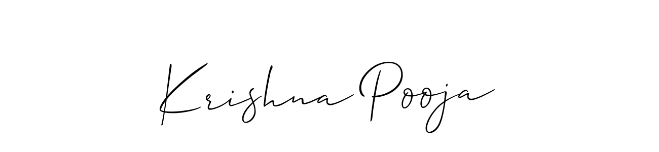 How to Draw Krishna Pooja signature style? Allison_Script is a latest design signature styles for name Krishna Pooja. Krishna Pooja signature style 2 images and pictures png