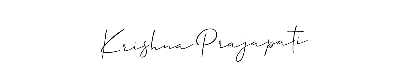 How to make Krishna Prajapati name signature. Use Allison_Script style for creating short signs online. This is the latest handwritten sign. Krishna Prajapati signature style 2 images and pictures png