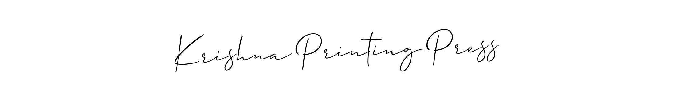 Allison_Script is a professional signature style that is perfect for those who want to add a touch of class to their signature. It is also a great choice for those who want to make their signature more unique. Get Krishna Printing Press name to fancy signature for free. Krishna Printing Press signature style 2 images and pictures png
