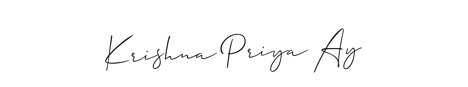 You should practise on your own different ways (Allison_Script) to write your name (Krishna Priya Ay) in signature. don't let someone else do it for you. Krishna Priya Ay signature style 2 images and pictures png