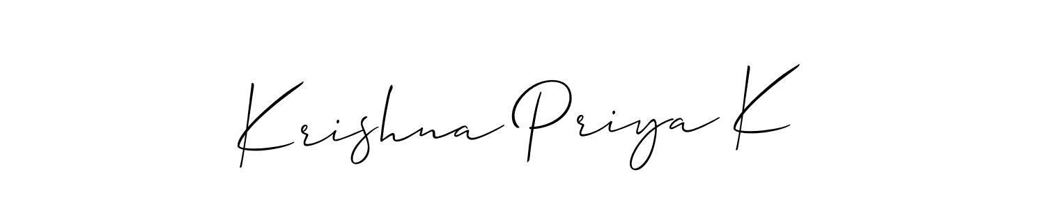 Krishna Priya K stylish signature style. Best Handwritten Sign (Allison_Script) for my name. Handwritten Signature Collection Ideas for my name Krishna Priya K. Krishna Priya K signature style 2 images and pictures png