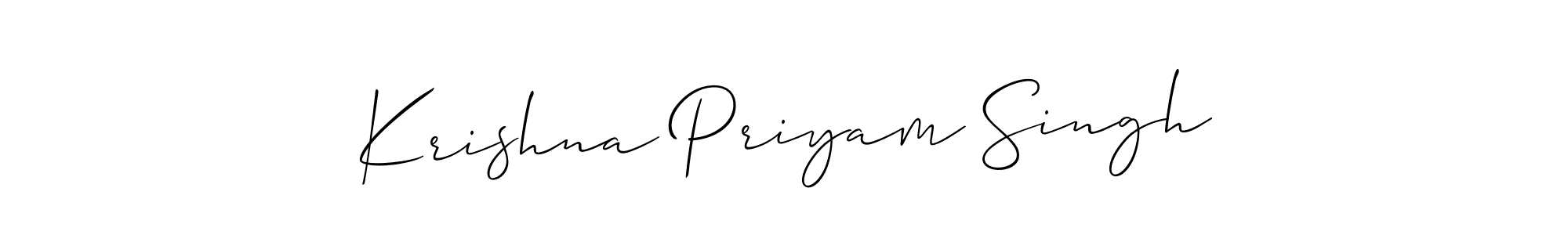 The best way (Allison_Script) to make a short signature is to pick only two or three words in your name. The name Krishna Priyam Singh include a total of six letters. For converting this name. Krishna Priyam Singh signature style 2 images and pictures png