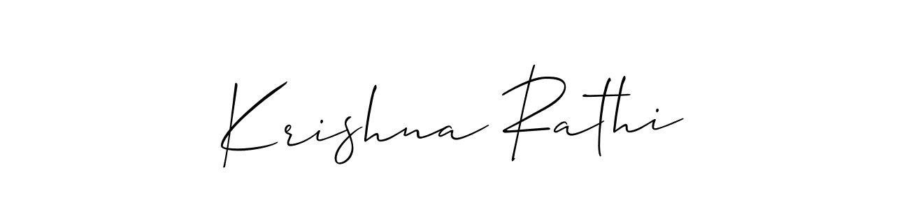 Allison_Script is a professional signature style that is perfect for those who want to add a touch of class to their signature. It is also a great choice for those who want to make their signature more unique. Get Krishna Rathi name to fancy signature for free. Krishna Rathi signature style 2 images and pictures png