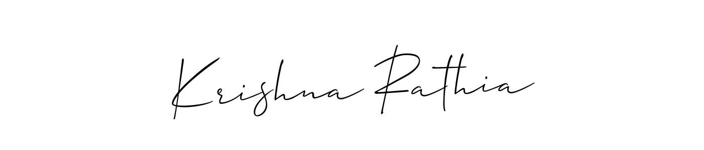 Create a beautiful signature design for name Krishna Rathia. With this signature (Allison_Script) fonts, you can make a handwritten signature for free. Krishna Rathia signature style 2 images and pictures png