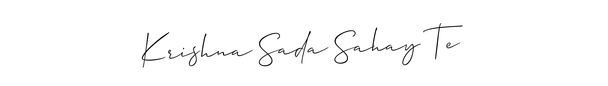 Allison_Script is a professional signature style that is perfect for those who want to add a touch of class to their signature. It is also a great choice for those who want to make their signature more unique. Get Krishna Sada Sahay Te name to fancy signature for free. Krishna Sada Sahay Te signature style 2 images and pictures png