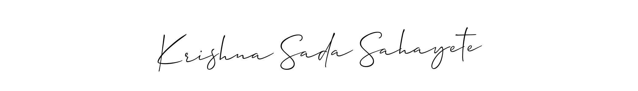 Also we have Krishna Sada Sahayete name is the best signature style. Create professional handwritten signature collection using Allison_Script autograph style. Krishna Sada Sahayete signature style 2 images and pictures png