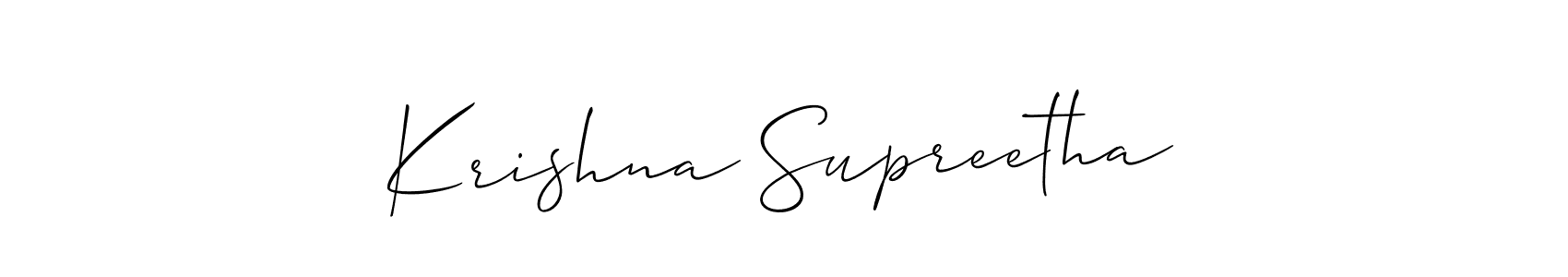 You can use this online signature creator to create a handwritten signature for the name Krishna Supreetha. This is the best online autograph maker. Krishna Supreetha signature style 2 images and pictures png