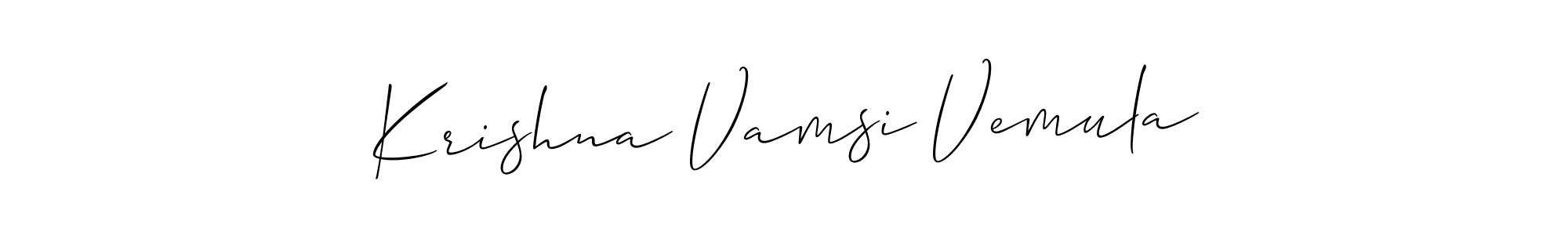 The best way (Allison_Script) to make a short signature is to pick only two or three words in your name. The name Krishna Vamsi Vemula include a total of six letters. For converting this name. Krishna Vamsi Vemula signature style 2 images and pictures png