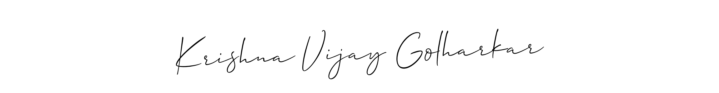 Make a short Krishna Vijay Golharkar signature style. Manage your documents anywhere anytime using Allison_Script. Create and add eSignatures, submit forms, share and send files easily. Krishna Vijay Golharkar signature style 2 images and pictures png