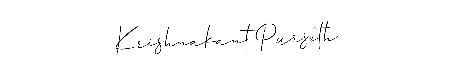 The best way (Allison_Script) to make a short signature is to pick only two or three words in your name. The name Krishnakant Purseth include a total of six letters. For converting this name. Krishnakant Purseth signature style 2 images and pictures png