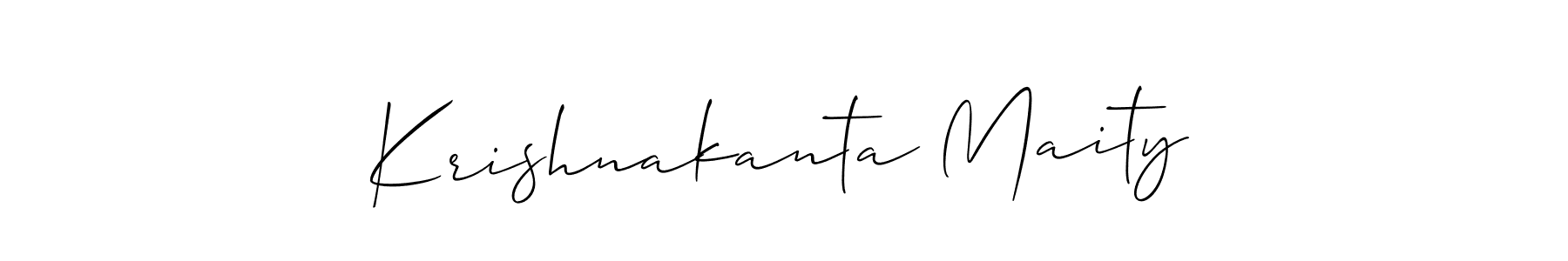 You should practise on your own different ways (Allison_Script) to write your name (Krishnakanta Maity) in signature. don't let someone else do it for you. Krishnakanta Maity signature style 2 images and pictures png