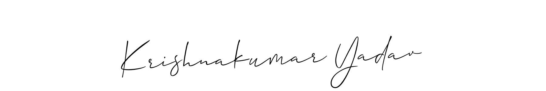 Also You can easily find your signature by using the search form. We will create Krishnakumar Yadav name handwritten signature images for you free of cost using Allison_Script sign style. Krishnakumar Yadav signature style 2 images and pictures png