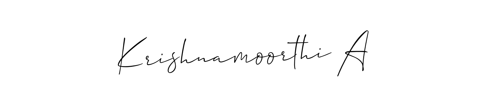 This is the best signature style for the Krishnamoorthi A name. Also you like these signature font (Allison_Script). Mix name signature. Krishnamoorthi A signature style 2 images and pictures png