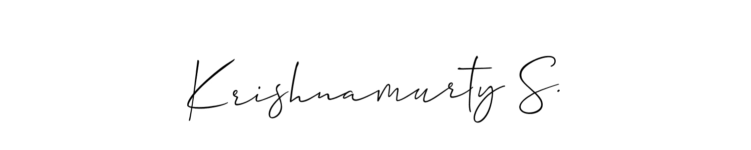 You should practise on your own different ways (Allison_Script) to write your name (Krishnamurty S.) in signature. don't let someone else do it for you. Krishnamurty S. signature style 2 images and pictures png